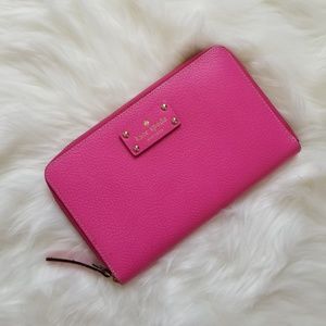 Kate Spade Zip Travel Wallet Lg Fiesta Rose Pink